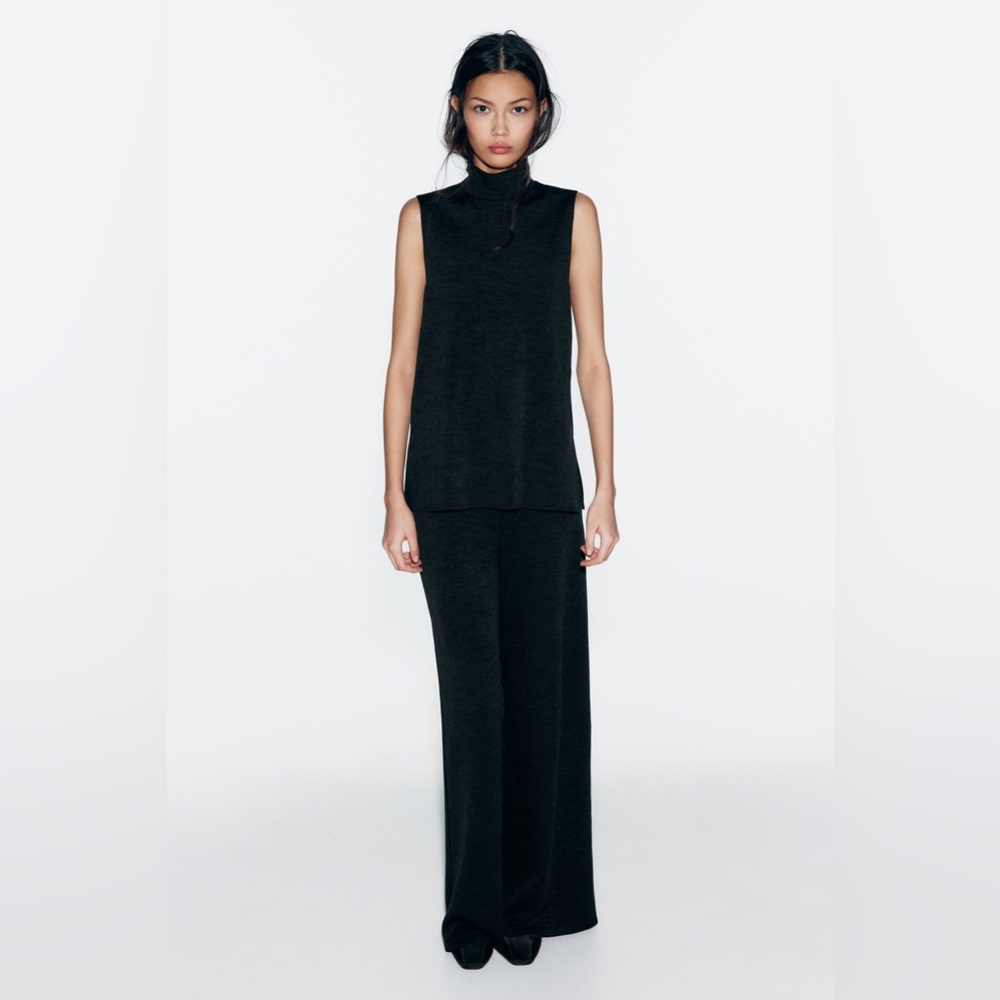 ZARA SOFT PIQUÉ TOP - Picture 2 of 9